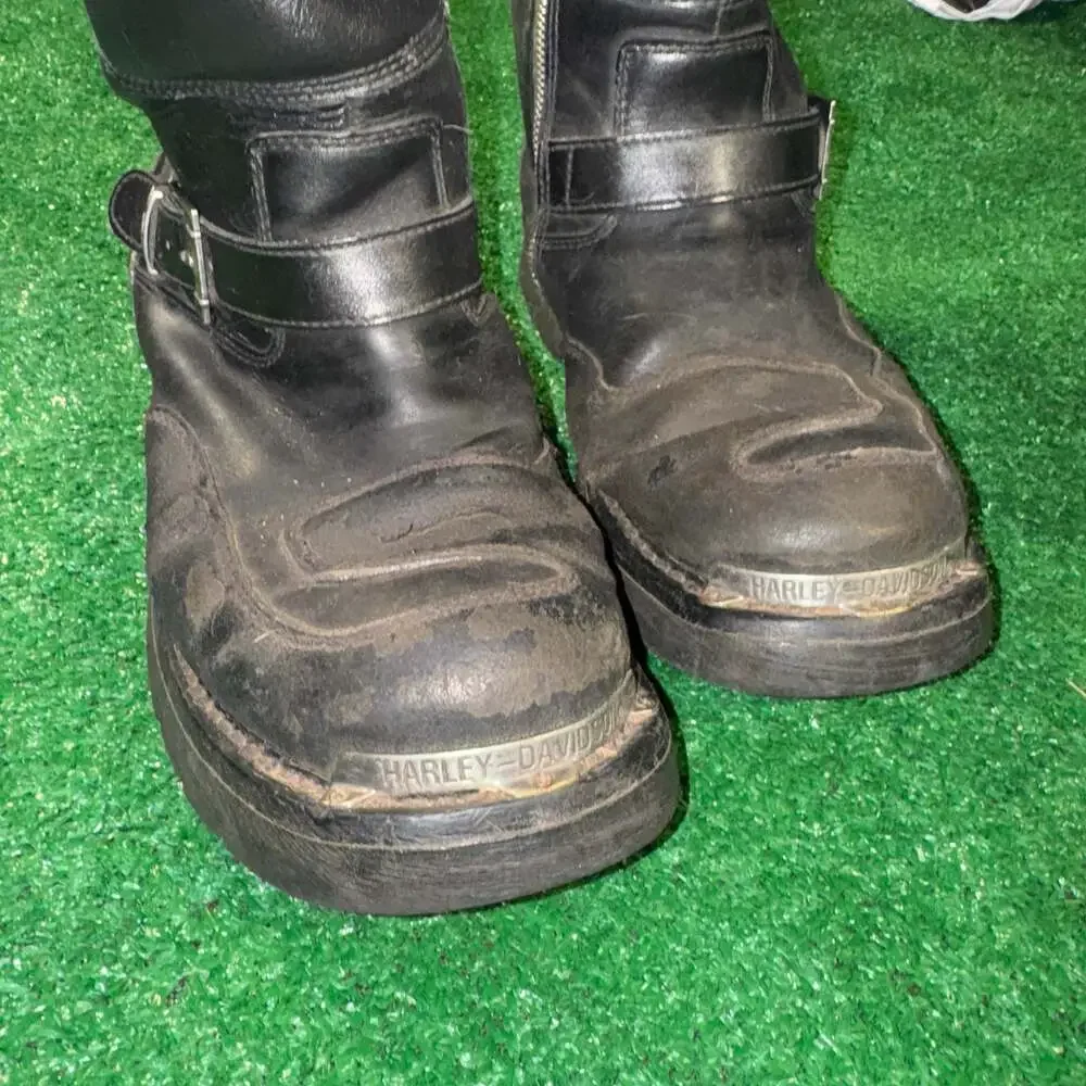 Vintage Harley-Davidson D95115 Shift Men's Black Leather Motorcycle Riding Boots